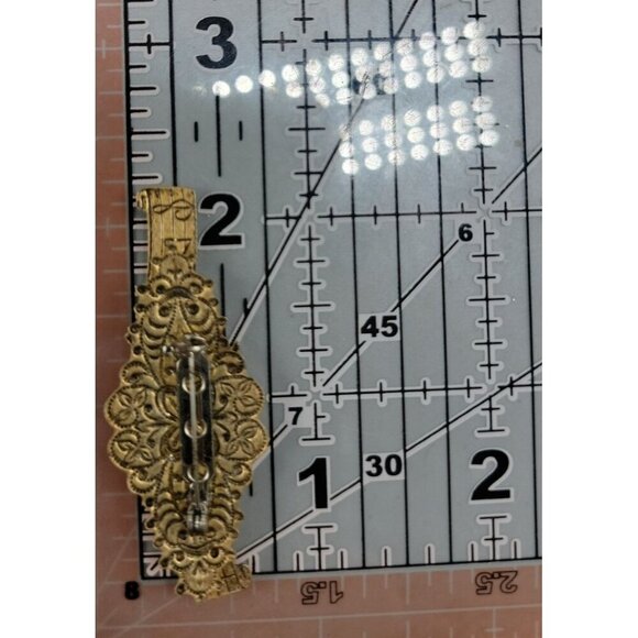 Drummer Brooch Vintage Gold Tone Musical Notes Detailed Metalwork Unsigned - Picture 5 of 7